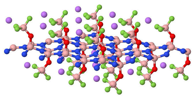 Image of the -OBF3 functionalized h-BN with intercalated Li ions.